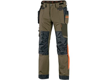 CANIS CXS NAOS kalhoty pánské khaki/olive HV oranžové doplňky (Velikost 58 AKCE)