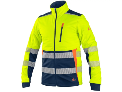 CANIS CXS BENSON pánská výstražná softshellová bunda žlutá/modrá (Velikost 4XL)