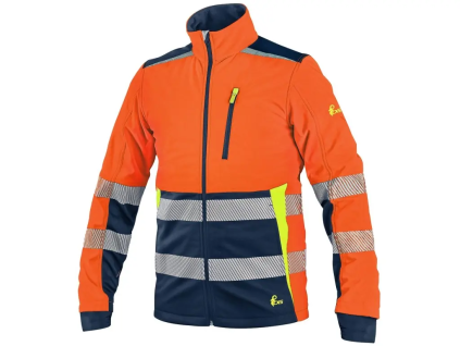 CANIS CXS BENSON pánská výstražná softshellová bunda oranžová/modrá (Velikost 3XL)