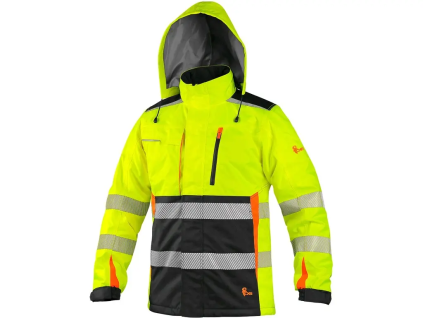 CANIS CXS BENSON zateplená pánská výstražná bunda žlutá/černá (Velikost 4XL)