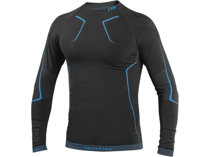 CANIS CXS SeamFlex Pánské funkční tričko s dlouhým rukávem černá/modrá (Velikost 3XL-4XL)
