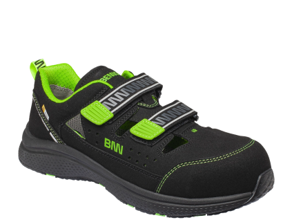 BENNON WIDEON S1PS ESD NM 4WIDE - Bezpečnostní pracovní sandály extra široké - černo-zelené (Velikost 47)