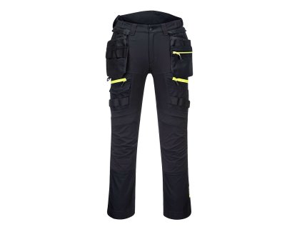 PORTWEST DX4 HOLSTER DX440 - Strečové slim fit montérky s odepínacími kapsami - černá (Velikost 48)