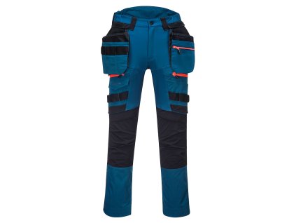 PORTWEST DX4 HOLSTER DX440 - Strečové slim fit montérky s odepínacími kapsami - modrá metro (Velikost 48)