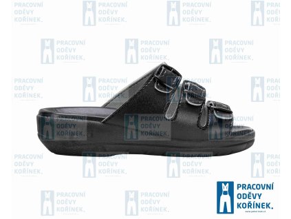 Obuv FUSSBETT pantofel třípáskový hladký černá (Velikost 41)