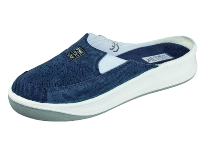 MOLEDA PREZOUVÁK DENIM M60001 - Kožené zdravotní nazouváky - modro-bílé (Velikost 40)