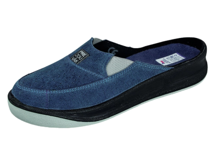 MOLEDA PREZOUVÁK DENIM M60001 - Kožené zdravotní nazouváky - modro-černé (Velikost 45)