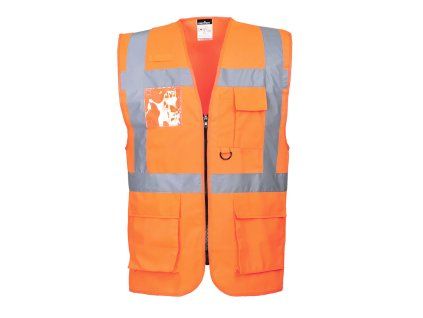 PORTWEST BERLIN S476 - Reflexní manažerská vesta - oranžová (Velikost 5XL)