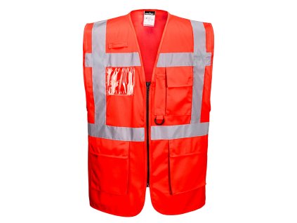 PORTWEST BERLIN S476 - Reflexní manažerská vesta - červená (Velikost 3XL)