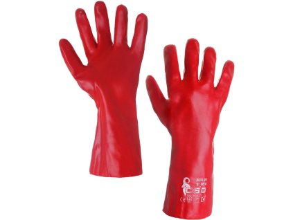 98 canis cxs sela rukavice povrstvene pvc 35cm c 10 cervena