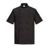 Portwest Rondon C734BKR Kent Chefs s krátkým rukávem černá na knoflíky (Velikost 4XL)
